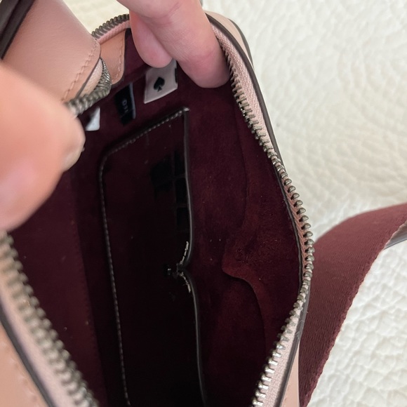 Kate Spade Pale Pink and Silver Leather Crossbody with pink/maroon strap - Picture 9 of 11